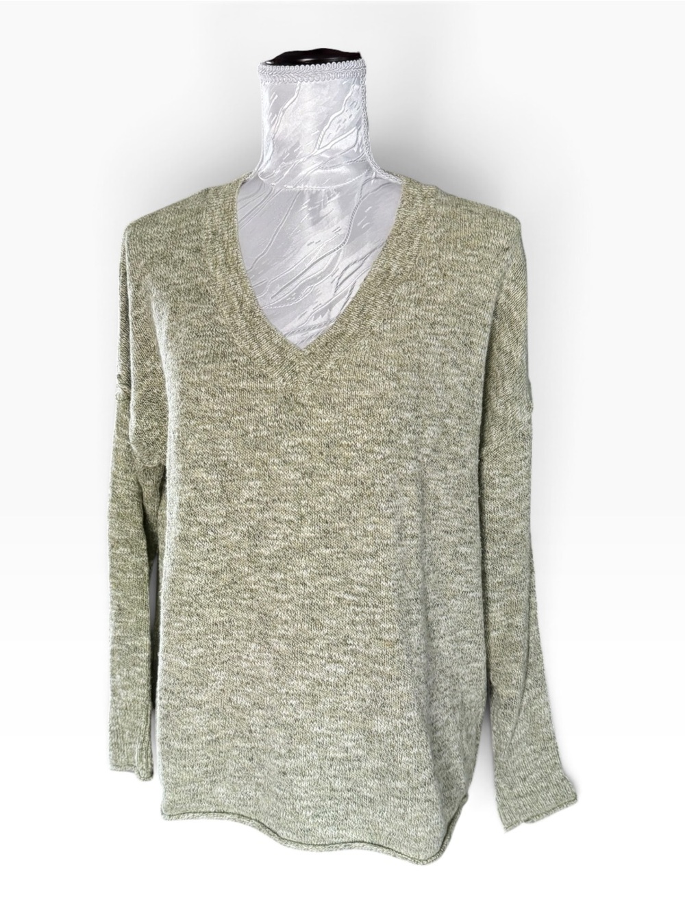 J. Society V-neck knit pullover sweater in green